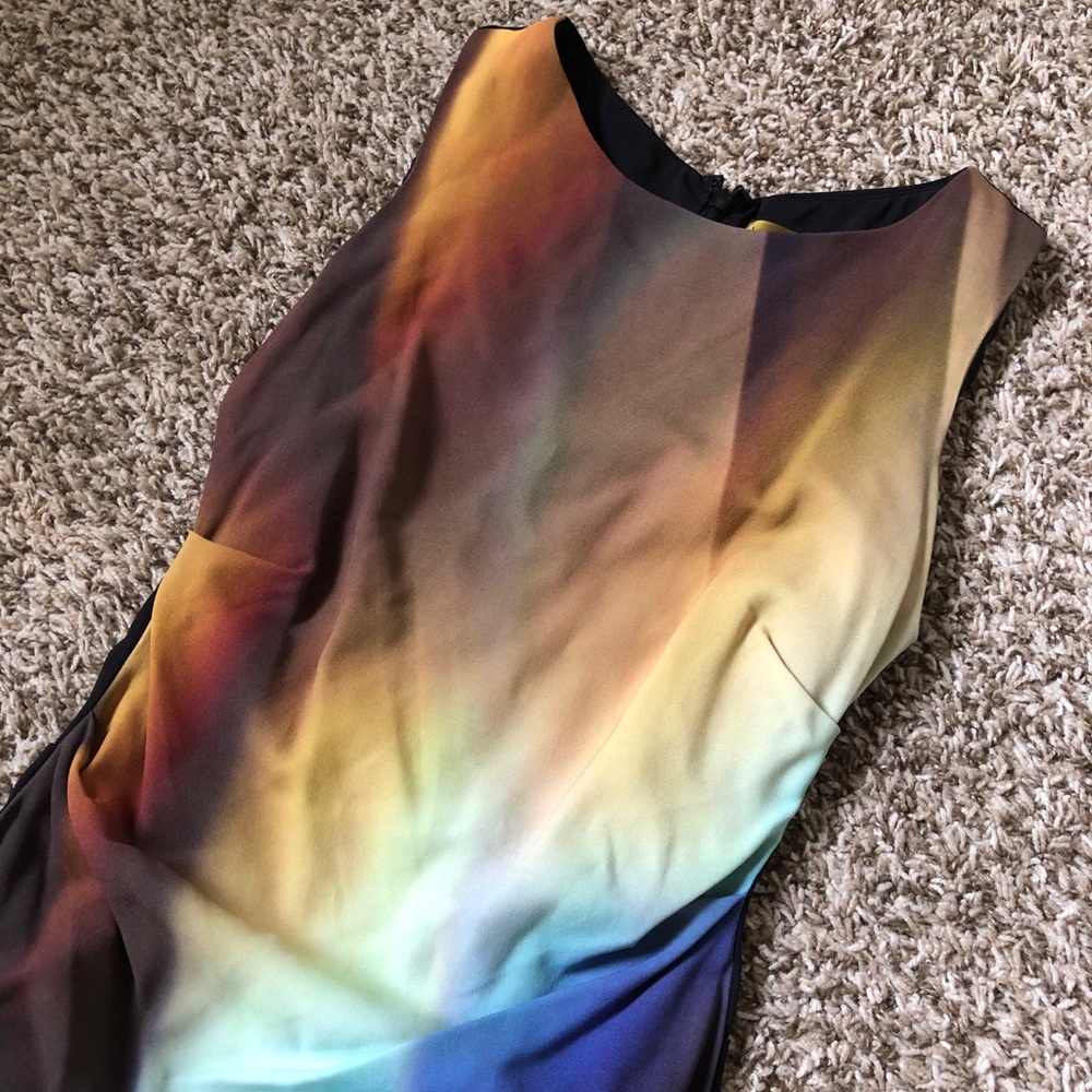 Nicole Miller Brown and Blue Sheath Dress - Picture 3 of 4